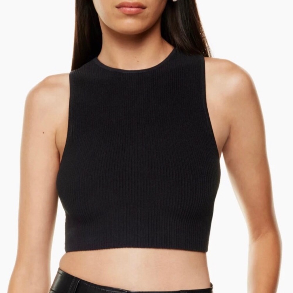 Babaton sculpt knit racer cropped tank xs